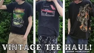 VINTAGE CHARITY SHOP HAUL | retro tees, and zip off REEBOK trackpants