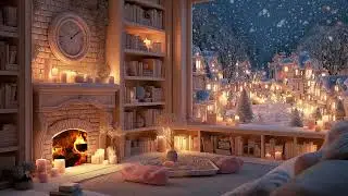 🔥 Warm Fireplace Cabin | Blizzard Wind Outside 3 Hours | Relaxing Focus Study Stress Relief Healing