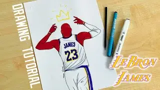 How to draw Lebron James with crown / King James / How to draw Lakers players
