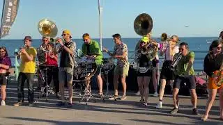 From Paris To Brighton! Dance Monkey (Tones and I) by Poil O’ Brass Big Band Brighton Beach Busking!