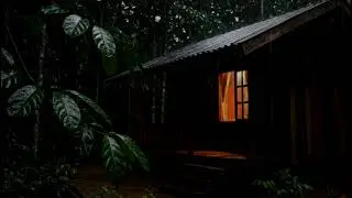 Gentle Rainfall in a Cozy Forest Cabin | Relaxing Night Sounds