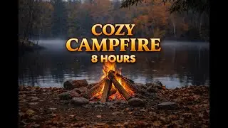 8 Hours Mountain Campfire by the Lake Peaceful Night Ambience for Sleep | No Music 4K