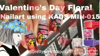 VALENTINE'S DAY NAILART || KADS NALART STAMPING PLATE REVIEW || FLORAL NAILART || REVERSE STAMPING