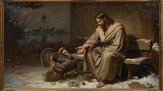 Jesus & the Thanksgiving Turkey | Cozy Winter Blessing TV Art | Moody Holiday Ambience @99for1TVart 