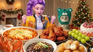 Rumi & Luna's Ultimate Christmas K-Food Feast 🦀🍗 ASMR Mukbang