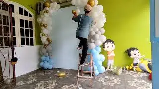 Backdrop styrofoam dibawa lagi atau untuk customer ? Dekor ultah tema Riko