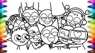 🌈 Sprunki Friendship Group Hug! 💖 Super Cute Coloring Page 🖍️✨