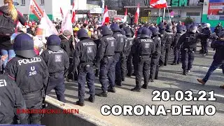 POLIZEI l&ouml;st CORONA-DEMO in Wien auf! | POLIZEIKESSEL | 20.03.21