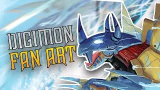 Artist Paints Digimon's Wargreymon Attacking the city. #art #digimon #digitalart