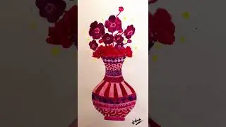 Pink Flower 🌺 #fabercastell  Tempera colors #Flower vessel #easy flower drawings