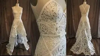 An amazing toilet paper wedding gown