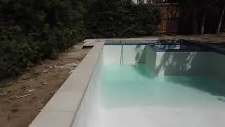Plaster installation process completed (pool filling)