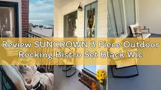 Review SUNCROWN 3 Piece Outdoor Rocking Bistro Set Black Wicker Furniture Porch Chairs Conversation