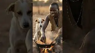 Primitive Outdoor Cooking with a Loyal Dog | Survival Food in the Wild #fyp #shortsviral #shorts