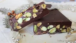 Turrón de chocolate y pistachos 🎄HECHO EN CASA
