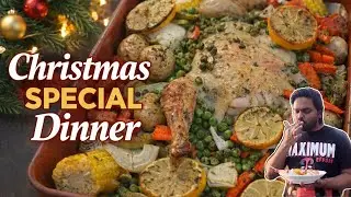 Курица с чесноком, маслом и травами и овощами | Жареная курица с овощами | Рождественский ужин