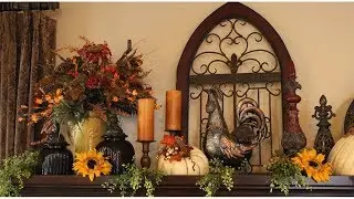 FALL HOME TOUR 2019 - FAMILY ROOM FALL DECOR - FALL MANTEL DECORATING - TUSCAN DECOR