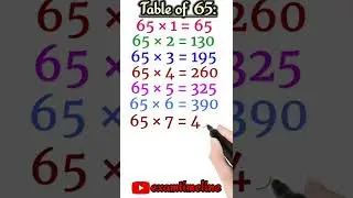 Table of 65| Table of Sixty Five| Maths Table 65| Multiplication Table 65| Tebul 65 #shorts