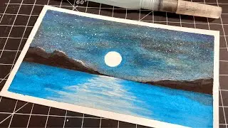 Moonlit Sea | Simple Watercolor Painting