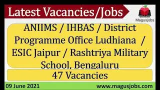 ANIIMS | IHBAS | Dist Prog. Office, Ludhiana |ESIC Jaipur |Rashtriya Military Sch |Recruitment 2021