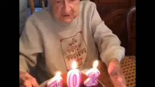 102 Year Old Granny Blows Out Her Teeth - while celebrating her birthday!