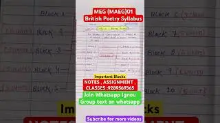 MA (MAEG)01 Syllabus British Poetry || MEG01 Notes British Poetry #maenglish #meg01syllabus #megnote