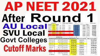 AP NEET 2021 GOVT COLLEGE WISE, AREA WISE CAST WISE CUTOFF AND ROUND 2 ANALYSIS