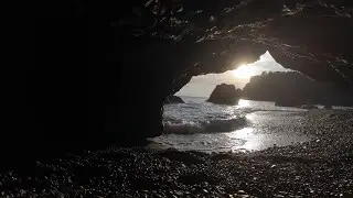 Sunset Ocean Cave Sounds 🌊 | Deep Sleep & Relaxation with Real Sea Ambience (4K)