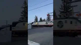 Amtrak Cascades Talgo 8 train set rolling through Marysville, WA #shorts