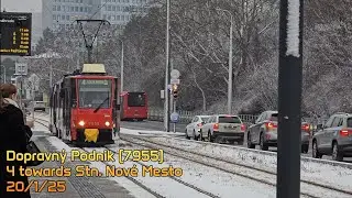 Funky DC pulsing! Onboard Dopravny Podnik Tatra T6A5 tram line 4 in Bratislava (7955) (SK)