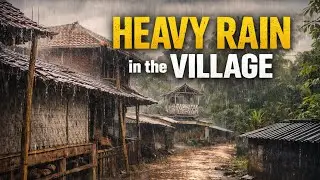 Heavy Rain Passing Traditional Stilt Houses | Real Village Rain Ambience