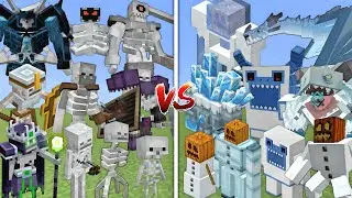 ALL MUTANT SKELETONS VS ALL MUTANT SNOW GOLEMS ALLIANCE MOBS BATTLE IN MINECRAFT