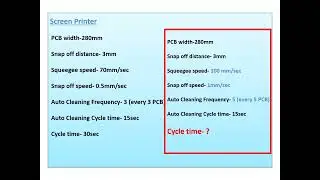 Calculate Screen Printer Cycle time_ Answer to Self Study video (No voice)