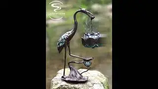 Bronze Crane Hanging Lotus Incense Burner