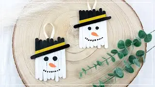 Schneemann aus Eisstäbchen basteln ⛄️ | schöne DIY Deko Idee für den Winter