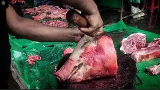 Pork Head cutting-ii / The skills of cutting / Pig cutting process #pork #viral #meat #porklovers