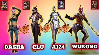 DASHA VS A124 VS CLU VS WUKONG || WHICH IS BEST CHARACTER || ALL CHARACTER ABILITY TEST ||OYE MANISH