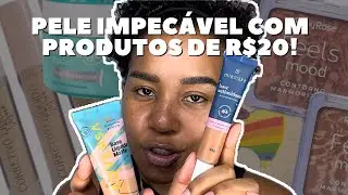 PRODUTOS DE ATÉ R$20 PRA FAZER A PELE! 💰🤌🏽 | BASE ADVERSA, BASE MIA MAKE, CONTORNO FEELS MOOD E +