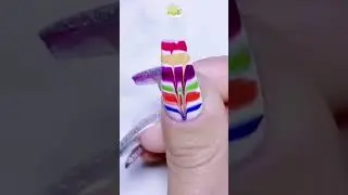 Peacock tail inspired nail art 🦚