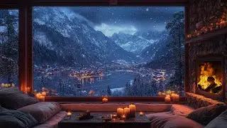 Winter Serenity: Snowfall, Fireplace & Soothing Piano for Ultimate Calm