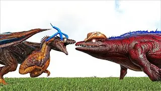 ARKSTRALIA SKY WARDEN MOSASAURUS VS YMIR GLACIAL JOTUNN DRAGON (ARK SURVIVAL EVOLVED BATTLE)