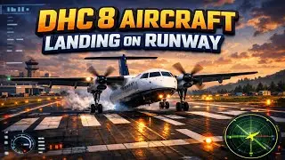 Full Landing View of DHC 8 Aircraft / Airline Commander