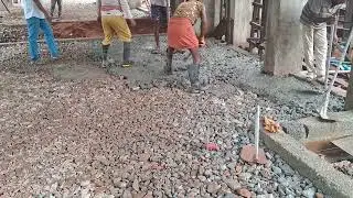 PCC (Plain Cement Concrete) (1:4:8) over Subbase. #flooring #floor #subbase #pcc #floorwork #workers