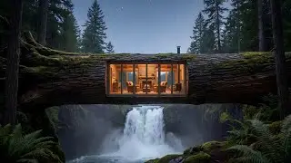 I Built A SECRET ROOM Inside A Tree Trunk Over A Waterfall! 😱 (Relaxing ASMR)