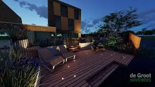 6780 | De Groot Hoveniers | 3D Tuinontwerp | Tuin aan het water met overkapping