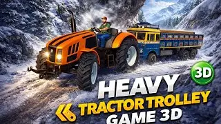 😱Snow Mountain Par Heavy Tractor Trolley Drive 😱 | Dangerous Road Gameplay 🚜❄️#HeavyTractor#TruckX01
