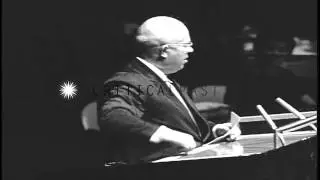 Officials applaud as Premier of the Soviet Union Nikita Sergeyevich Khrushchev ad...HD Stock Footage