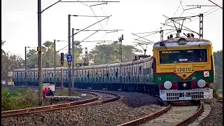 High Speedy Electric Multiple unit Train Passing Through a Huge Rail Curve | Eastern Railways