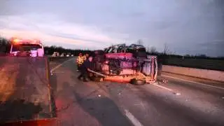 Interstate 65 - Vehicle recovery after rollover injury crash. 12/01/2015