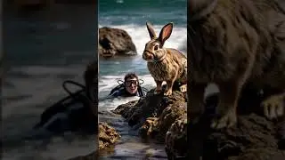 Yellow rabbit 🐰 saves sea from scuba driver #animalrescue #cartoon #wildliferescue #jungletales